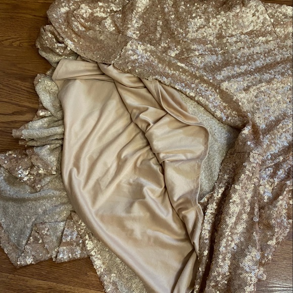 Vintage 90’s Y2K Gold Sequin Gown Homecoming Dress Cowl Backless Dress Prom - Picture 13 of 16